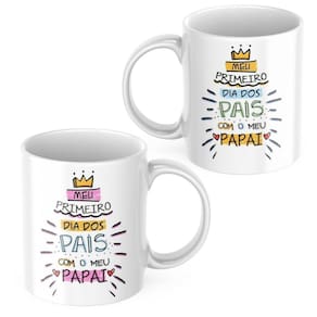 Kit com 2 Canecas Fofa Presente Dia dos Pais Frase Amorosa