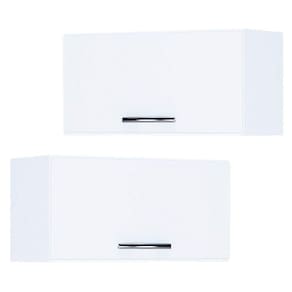 Kit 02 Armários Aéreo Geladeira Cozinha 60cm 1Porta Branco