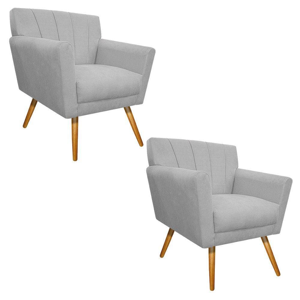 Kit 02 Poltronas Laura Palito Mel Suede Branco