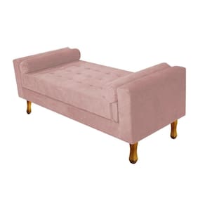 Recamier Félix Solteiro 90cm Suede Rosê Doce Sonho Móveis