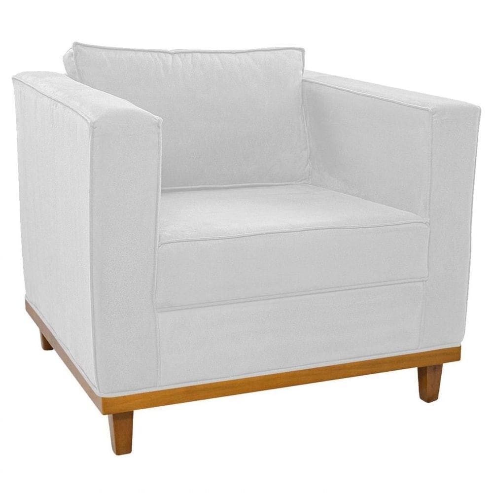 Poltrona Decorativa Europa Suede Branco