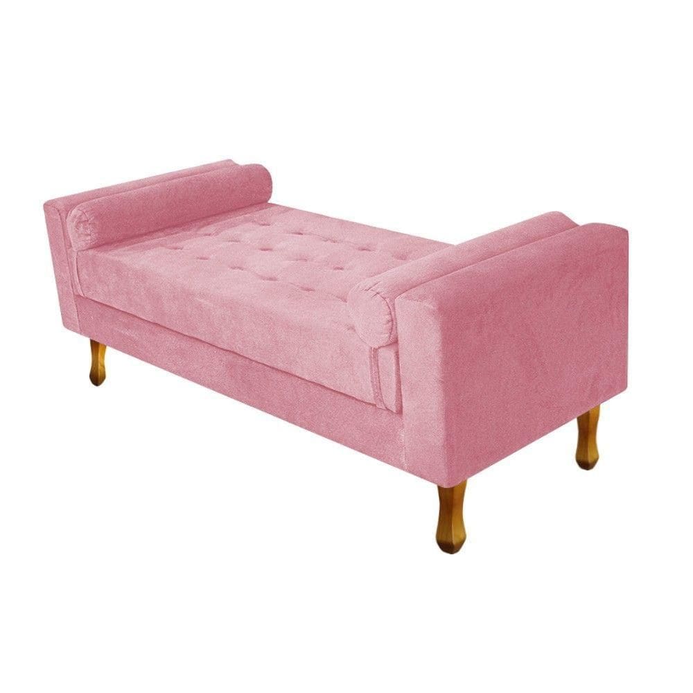 Recamier Félix Casal 140cm Suede Rosa Bebê Adj Decor