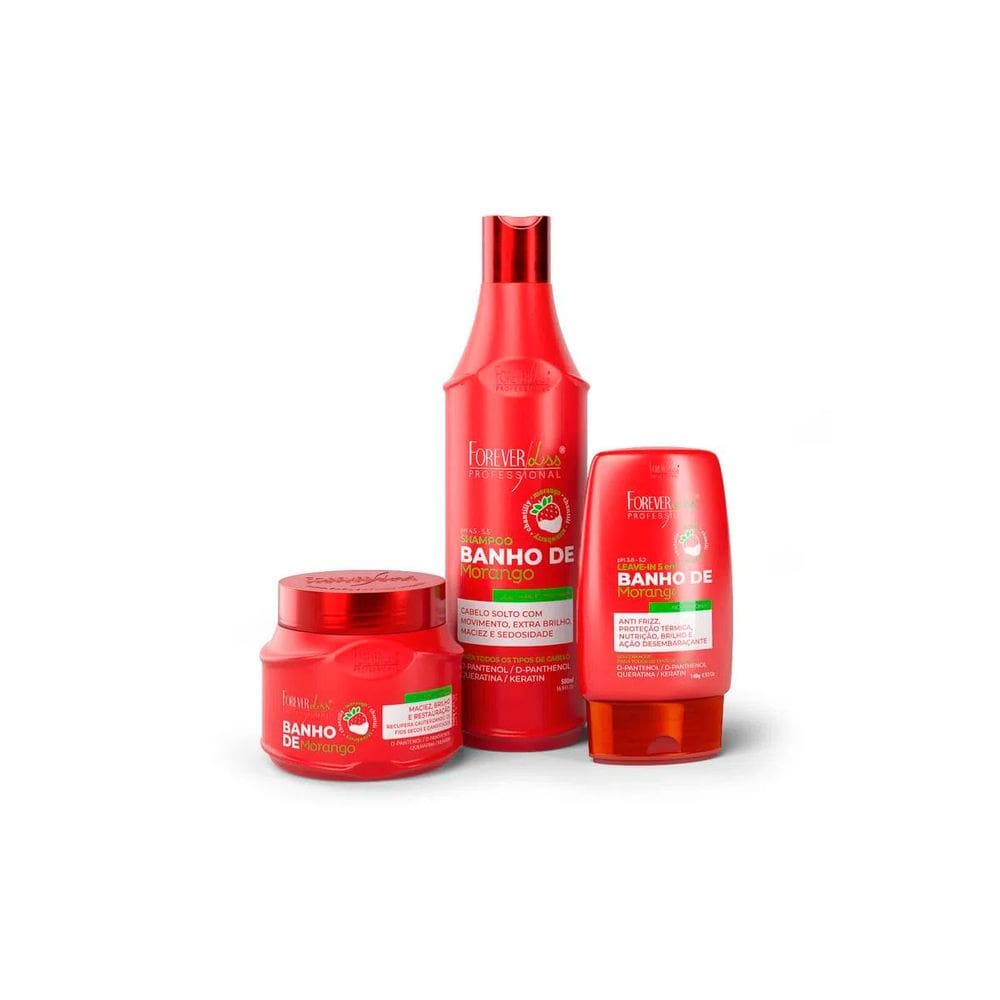 Kit Banho de Verniz Morango Brilho Extremo Forever Liss