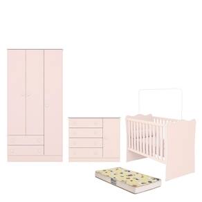 Dormitório Infantil Doce Sonho 3 Portas, Cômoda 1 Porta, Berço e Colchão - Qmovi