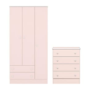 Jogo de Quarto Infantil Doce Sonho Guarda Roupa 3 Portas e Cômoda 4 Gavetas - Qmovi