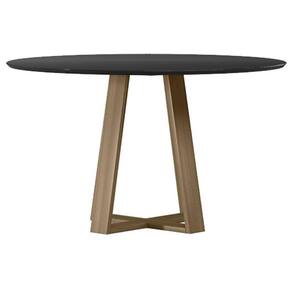 Mesa de Jantar 135x135 cm Vitória com Vidro Amendoa Preto – New Ceval
