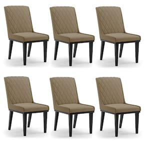 Cadeira Sala de Jantar Base Madeira Preto Kit 6 Sofia Suede Preto D03 - D`Rossi