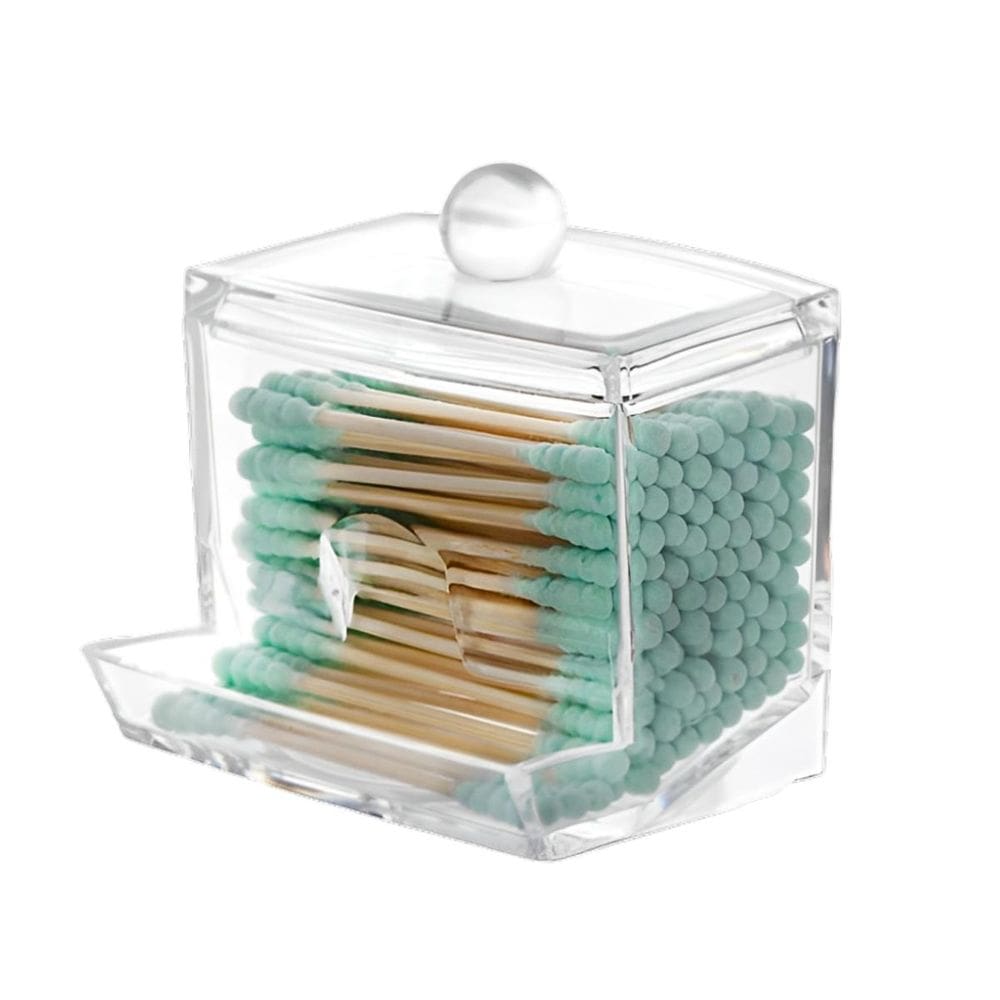 Porta Cotonetes Com Tampa Retangular Organizador 9,5Cm