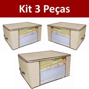 Kit 3 Organizador Multiuso Caixa Organizadora De Guarda Roupa Flexível Com Zíper 45cm Médio
