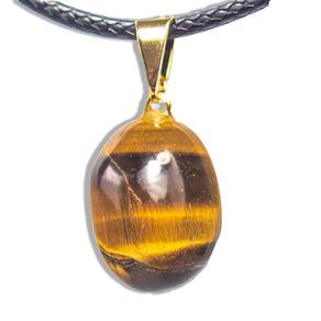 Colar Nlux Mini Cabochão Pedra Olho de Tigre Pino Prateado