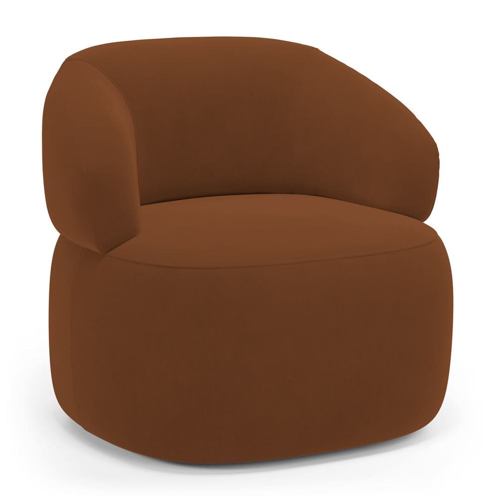 Poltrona Orgânica Giratória Living Glee Veludo Terracota - Desk Design
