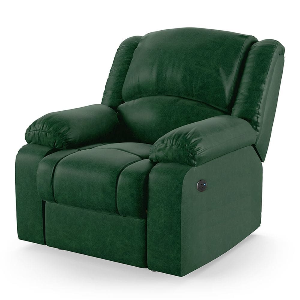 Poltrona do Papai Reclinável Melim Power Elétrica USB PU Verde Musgo FH1 - D`Rossi