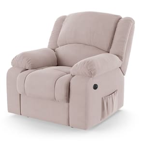 Poltrona do Papai Reclinável Melim Power Elétrica USB Veludo Rosê FH1 - D`Rossi