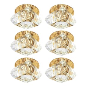 Kit 6 Spot Cristal Base Dourada Embutido Transparente Bet11