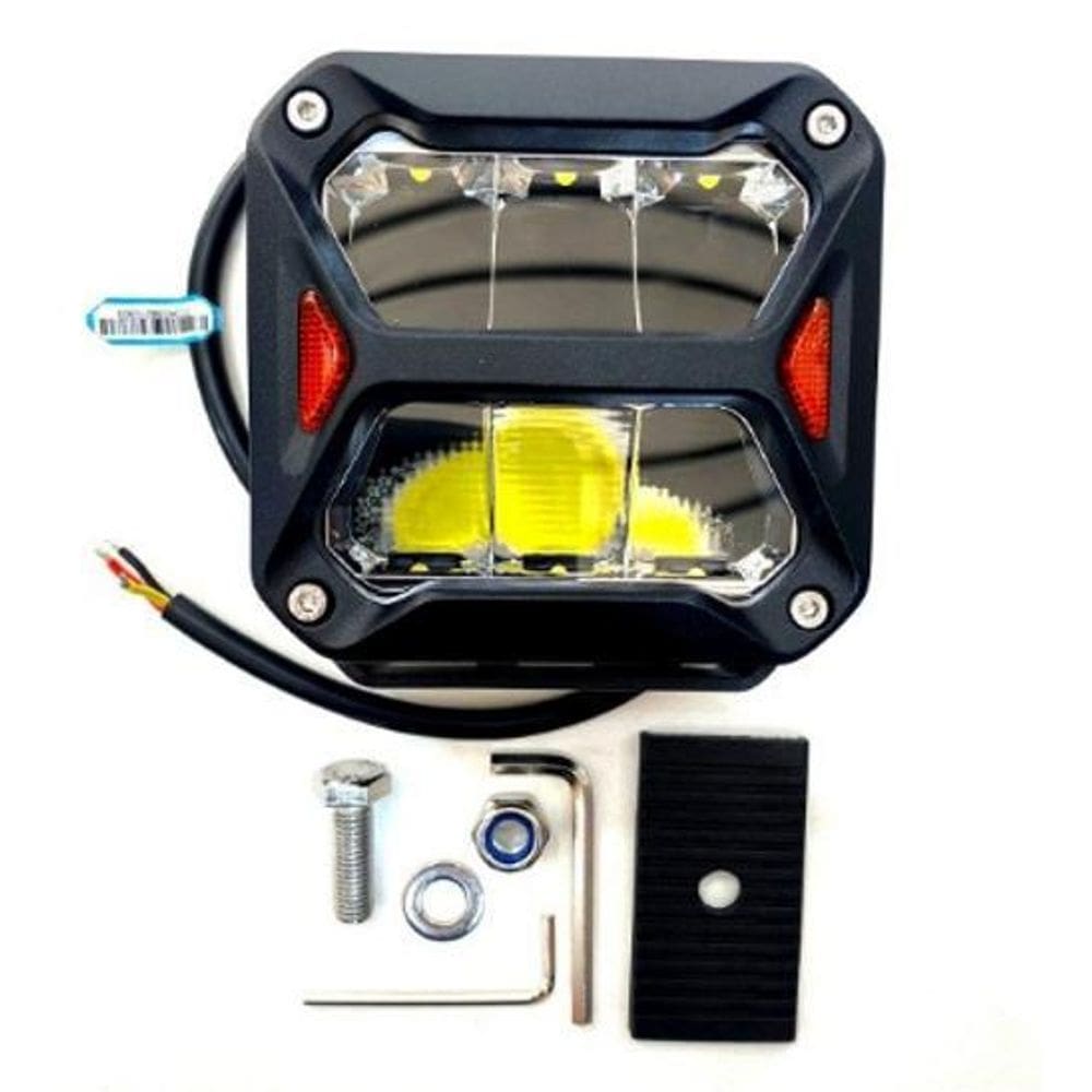 Farol Auxiliar Led Mini Retangular 6 Leds Branco / Ambar