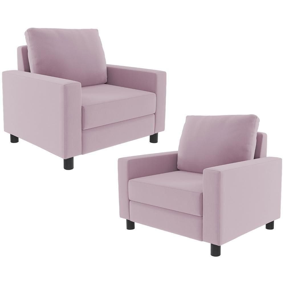 Kit 02 Poltronas Malta L02 Suede Rosê
