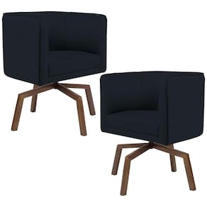 Kit 02 Poltronas Betina D02 Veludo Preto C-300