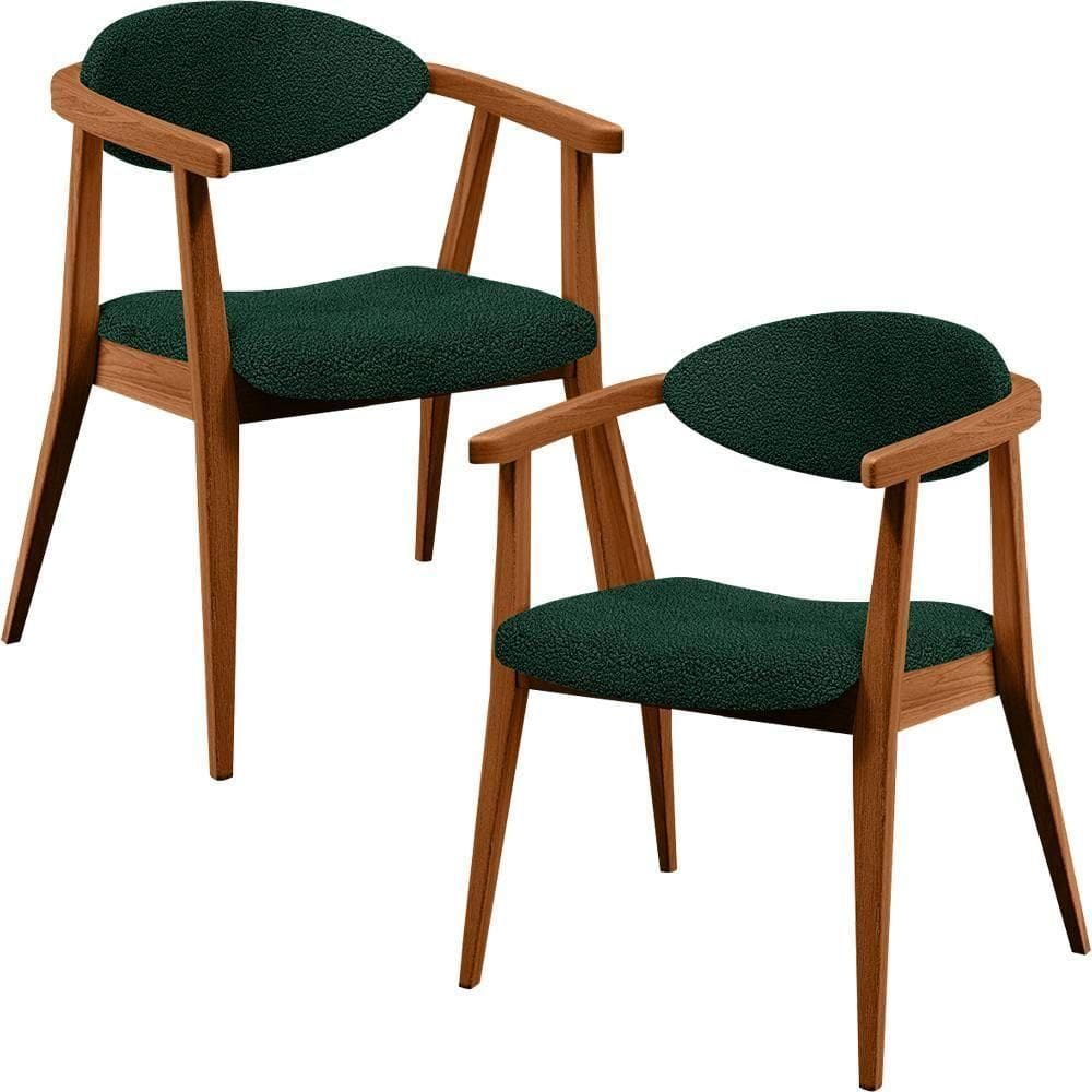 Kit 02 Poltronas Decorativa Cecília L02 Bouclê Verde