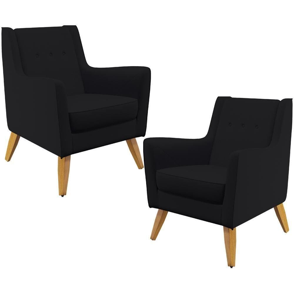 Kit 02 PoltronasTaroba D02 Veludo Preto C-300