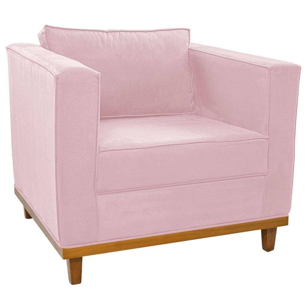 Poltrona Decorativa Europa Suede Doce Sonho Móveis Cor Rosa Bebê