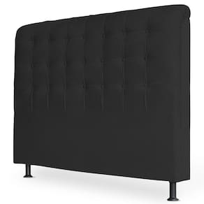 Cabeceira Estofada Cama Box Casal Louise 140cm Suede Preto