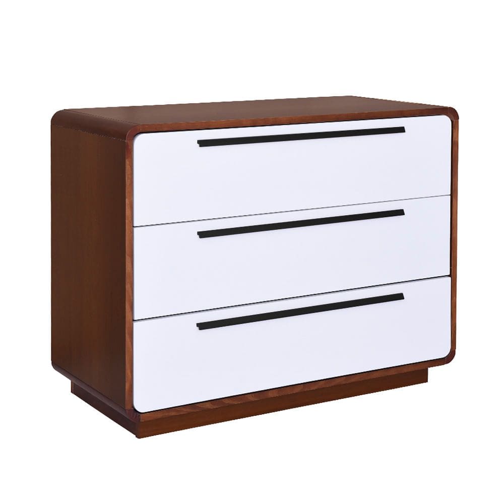 Cômoda Wave 3 Gavetas Com Puxadores Preto - Branco