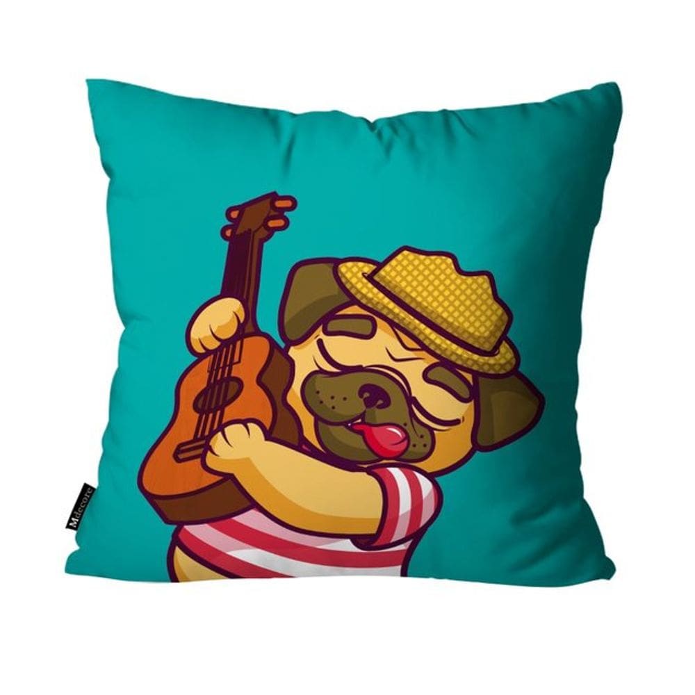 Capa para Almofada Mdecore Pug Verde