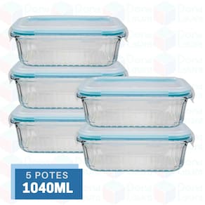Pote Canelado 1040ml Airfryer Microondas Freezer Fitness 5Un