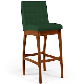 Banqueta Alta Cozinha Mila B04 Suede Verde Musgo