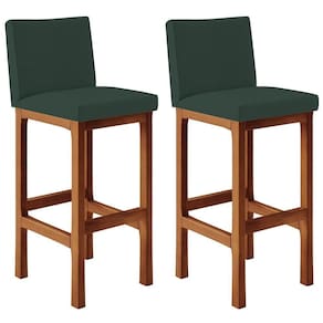 Kit 02 Banquetas Altas Alya Linho Verde Musgo