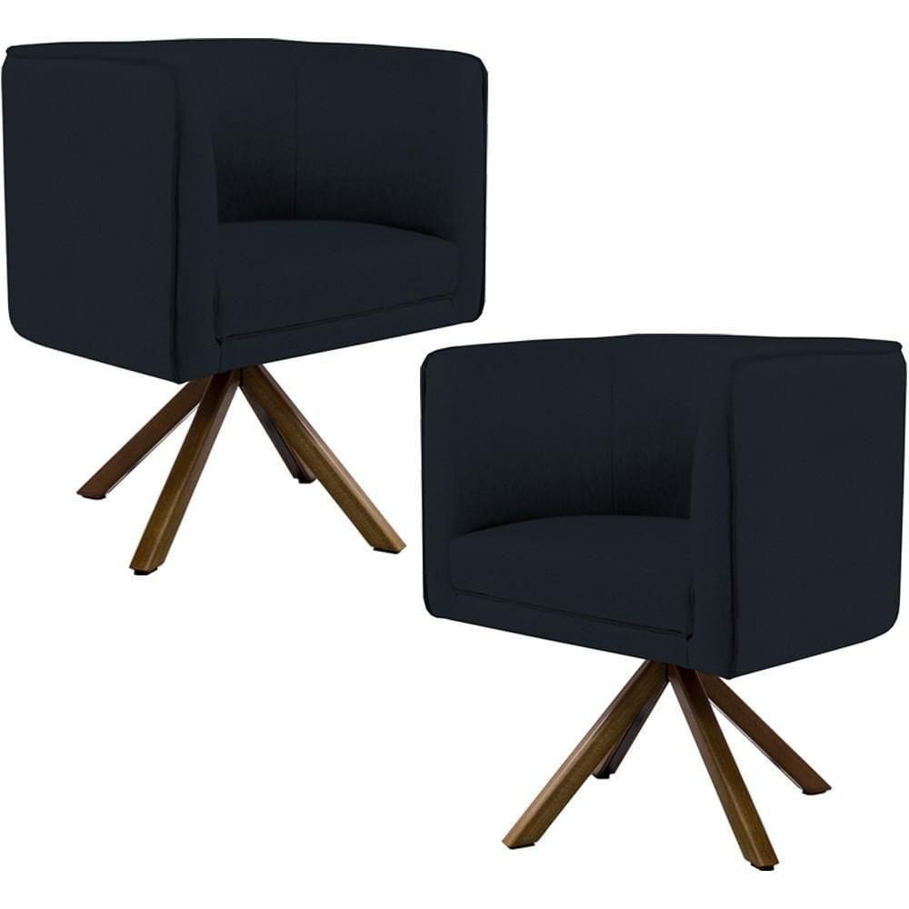 Kit 02 Poltronas Betina D02 Veludo Preto C-300