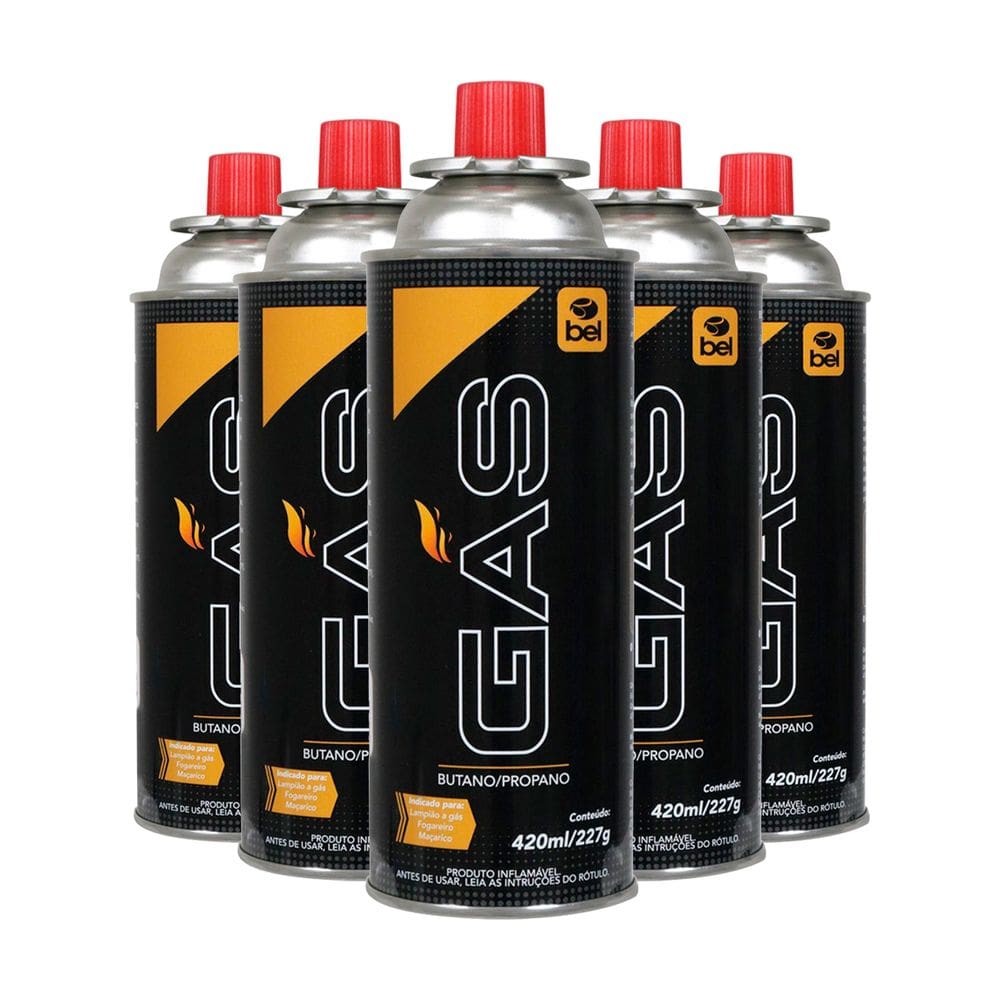 Kit Cartuchos Universal 5 Unidades Gás Butano Propano Refil Fogareiro Lampião Maçarico Belfix