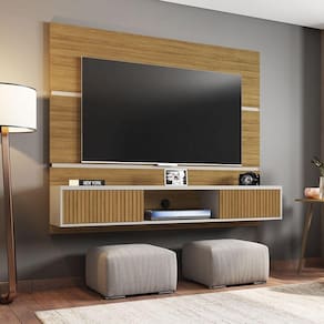 Painel Para Tv Formoso Cinomomo Off White Efeito Ripado
