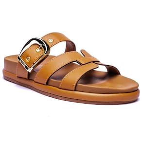 Rasteira Vizzano Flatform Fivela Feminina-Caramelo
