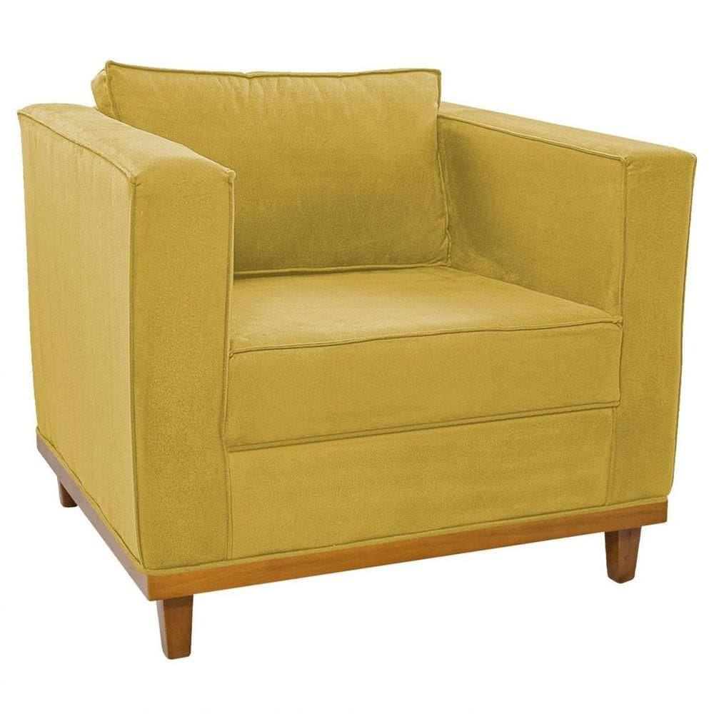 Poltrona Decorativa Europa Suede Amarelo