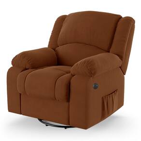 Poltrona do Papai Reclinável Melim Glider Giratória USB Veludo Terracota FH1 - D`Rossi