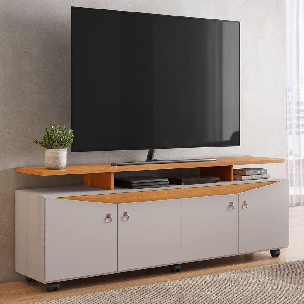 Rack para TV Até 65 Polegadas Elogio 4 Portas Off Cinamomo/Cinamomo - Jcm Móveis