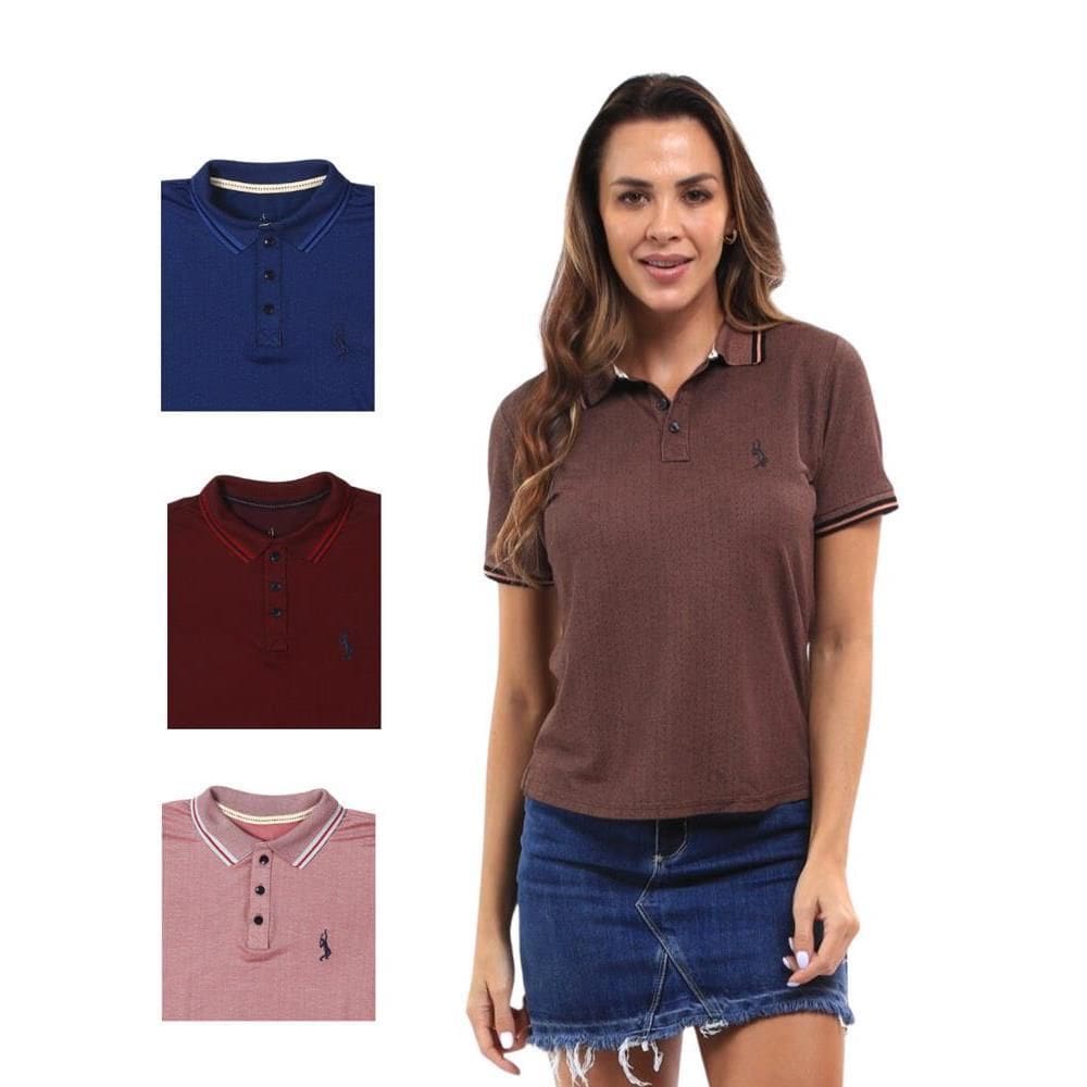 Camisa Polo Feminina Manga Curta Piquet Moderna Leve Kit 4