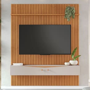 Painel para TV Até 65 Polegadas Riso 2 Portas 1 Prateleira Cinamomo/Off Cinamomo - Jcm Móveis