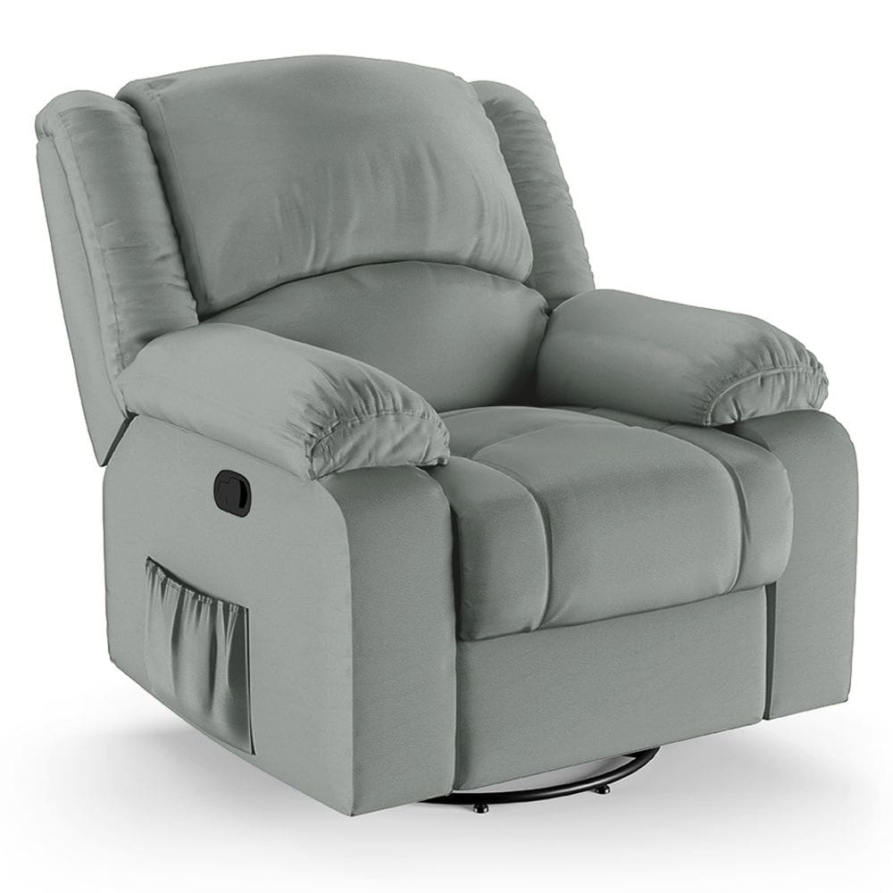 Poltrona do Papai Reclinável Melim Glider Giratória PU Cinza FH1 - D`Rossi