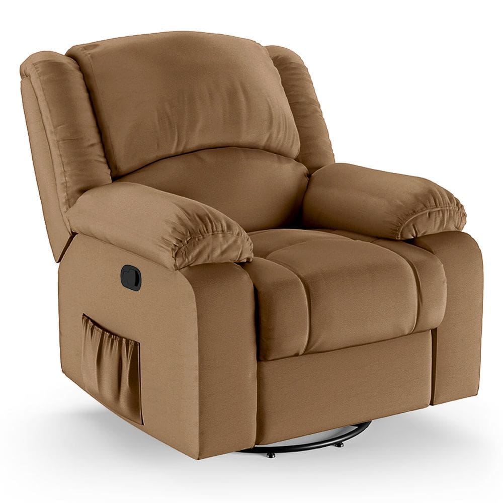 Poltrona do Papai Reclinável Melim Glider Giratória PU Caramelo FH1 - D`Rossi