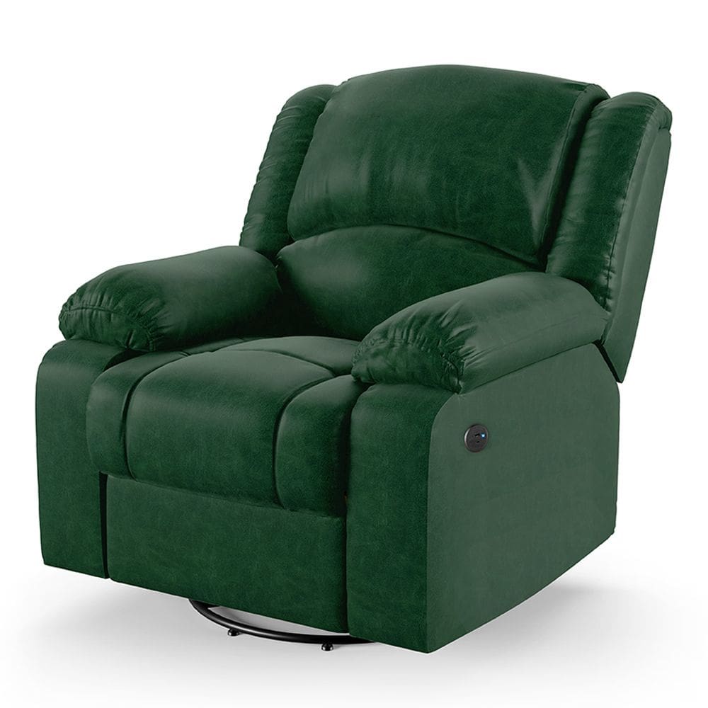 Poltrona do Papai Reclinável Melim Glider Giratória USB PU Verde Musgo FH1 - D`Rossi