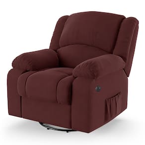 Poltrona do Papai Reclinável Melim Glider Giratória USB Veludo Vinho FH1 - D`Rossi
