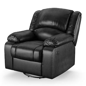 Poltrona do Papai Reclinável Melim Glider Giratória USB PU Preto Brilho FH1 - D`Rossi