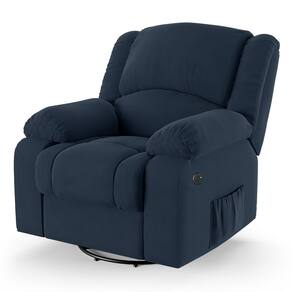 Poltrona do Papai Reclinável Melim Glider Giratória USB Veludo Azul FH1 - D`Rossi