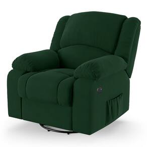 Poltrona do Papai Reclinável Melim Glider Giratória USB Veludo Verde FH1 - D`Rossi