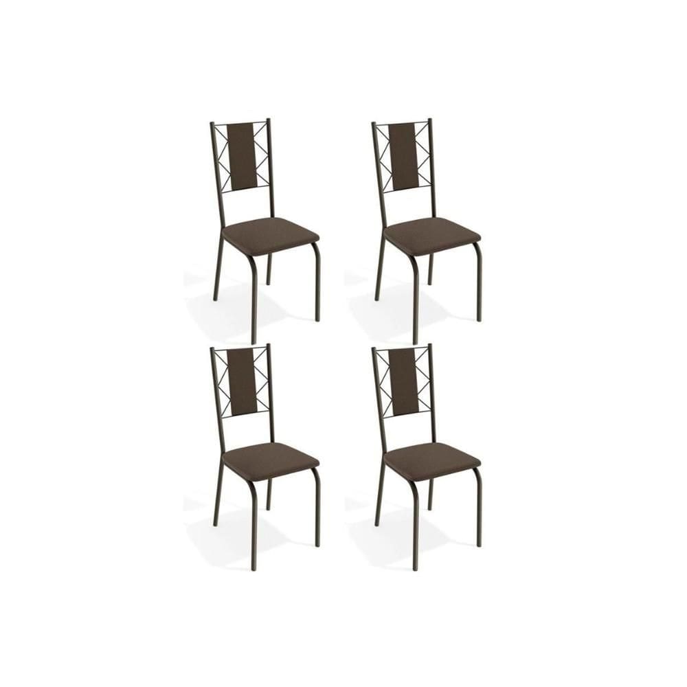 Kit 4 Cadeiras Sala Jantar Lisboa 4C076 4 Un Bronze/Courano Marrom - Kappesberg