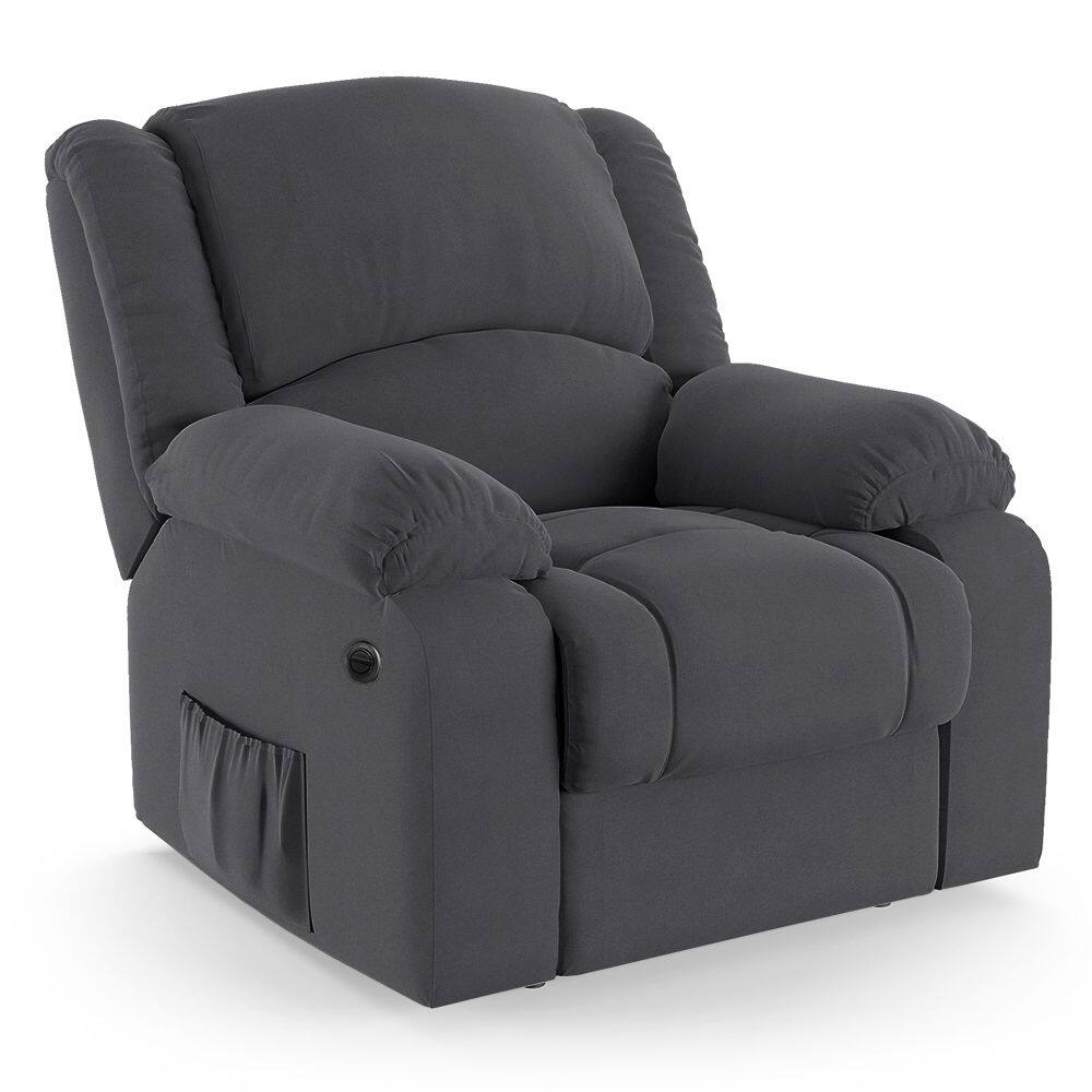 Poltrona do Papai Reclinável Melim Power Elétrica Massagem Veludo Cinza FH1 - D`Rossi