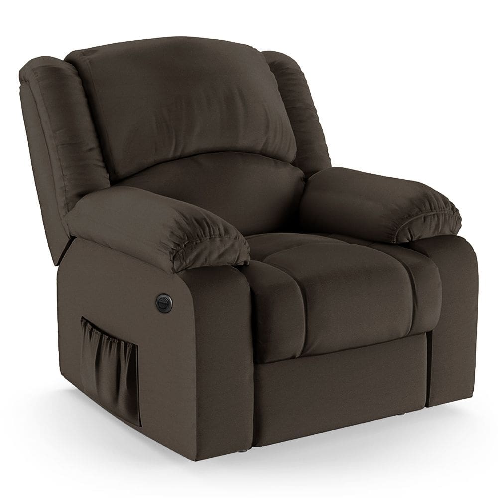 Poltrona do Papai Reclinável Melim Power Elétrica Massagem PU Marrom FH1 - D`Rossi