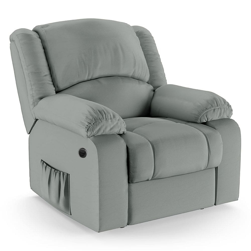 Poltrona do Papai Reclinável Melim Power Elétrica Massagem PU Cinza FH1 - D`Rossi
